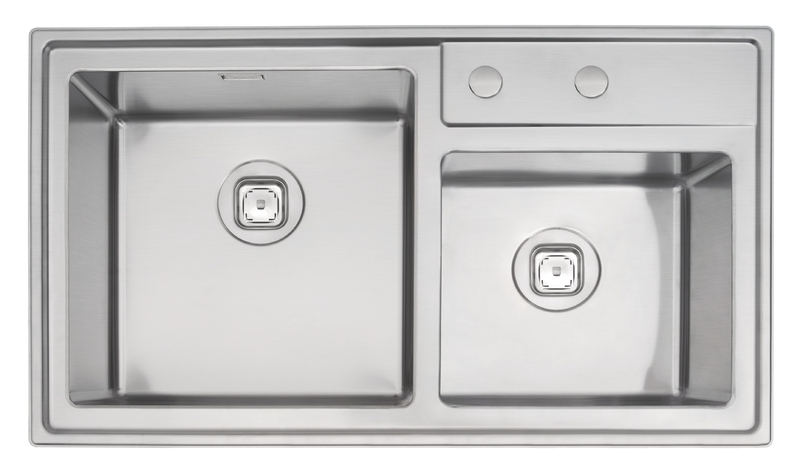- LAVAPLATOS QUADRUM 2C 40, DESIGN COLLECTION, DE EMPOTRAR, EN ACERO INOX. 86X50 CM