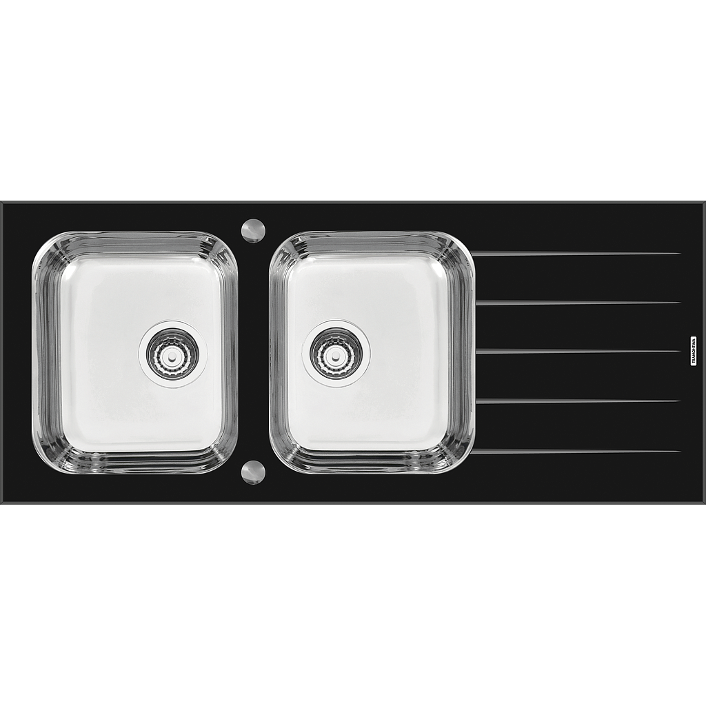 - LAVAPLATOS VITRA 2C 34 R, PRIME, DE EMPOTRAR, EN VIDRIO TEMPLADO NEGRO, 116X50 CM, CON ACCESORIOS