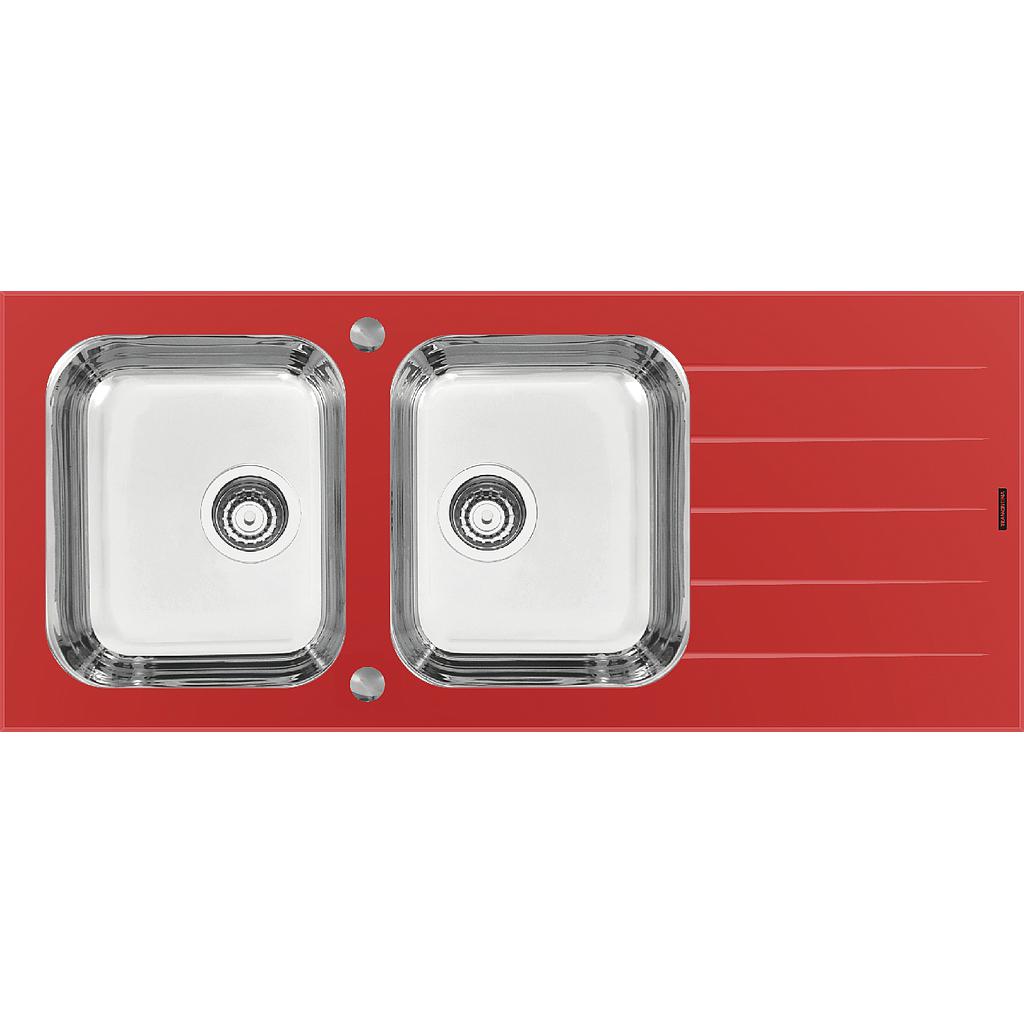 - LAVAPLATOS VITRA 2C 34 R, PRIME, DE EMPOTRAR, EN VIDRIO TEMPLADO ROJO, 116X50 CM, CON ACCESORIOS