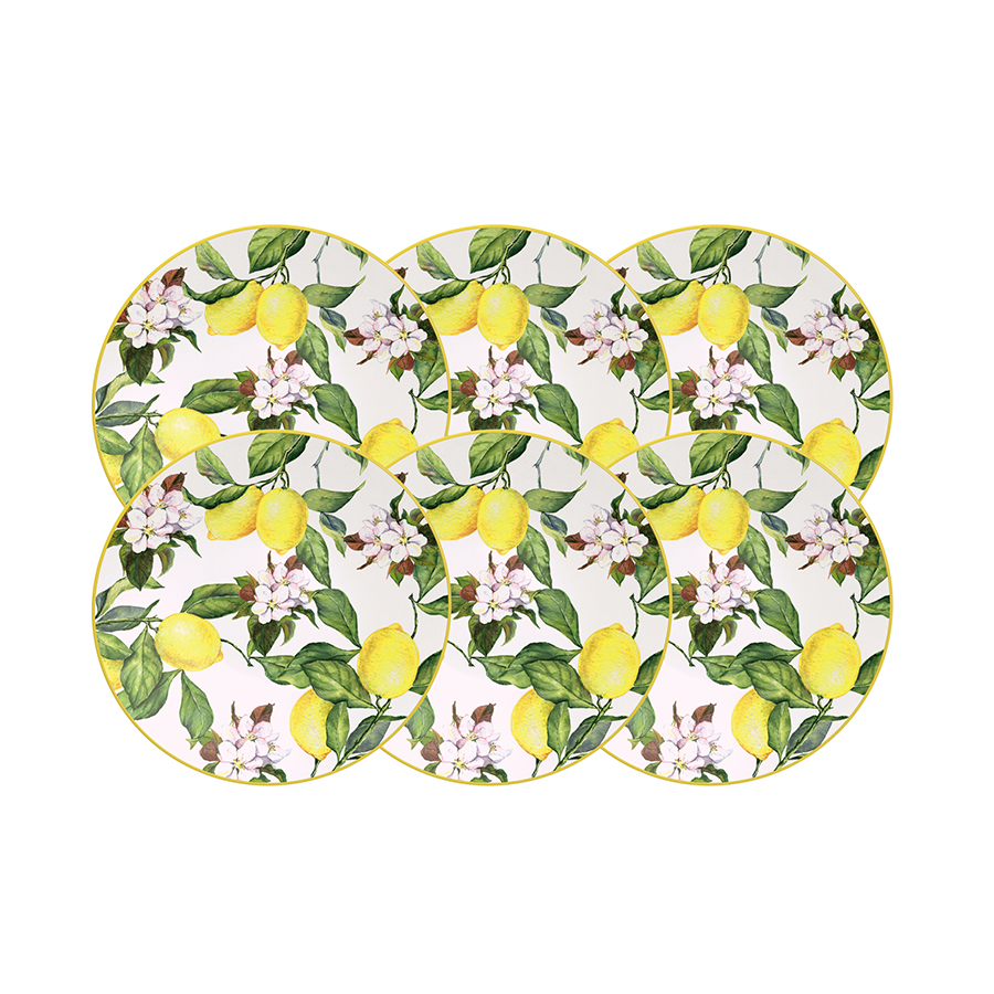 JUEGO DE PLATOS PARA POSTRE EN PORCELANA 6 PIEZAS Ø21 CM. CARMEN