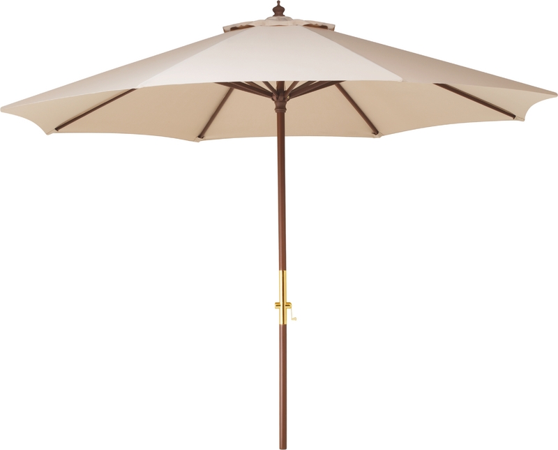 SOMBRILLA PLEGABLE DE POLIESTER BEIGE Ø3,5 M. CON ESTRUCTURA DE MADERA