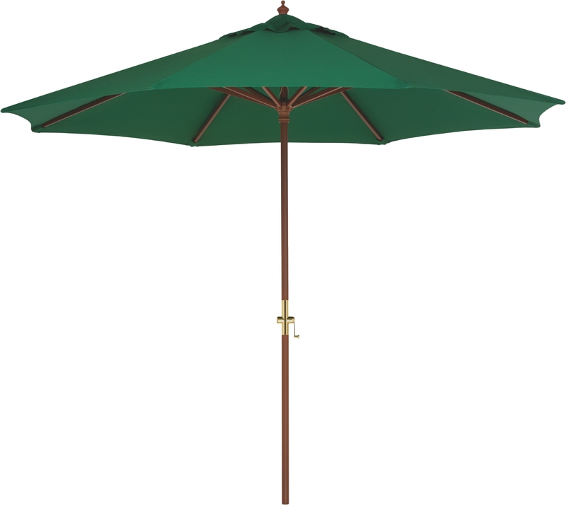 SOMBRILLA PLEGABLE DE POLIESTER VERDE Ø3,5 M. CON ESTRUCTURA DE MADERA