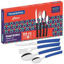 JUEGO DE CUBIERTOS AZULES 24 PZAS BRISA