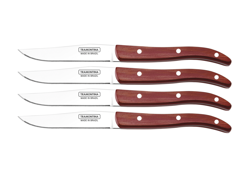 JUEGO DE CUCHILLOS PARA CHURRASCO 4 PIEZAS POLYWOOD