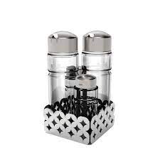 VINAGRERA CON SALEROS ACERO INOXIDABLE