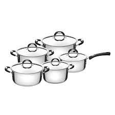 JUEGO DE OLLAS EN ACERO INOXIDABLE FONDO TRIPLE 5 PIEZAS DUO SILICONE