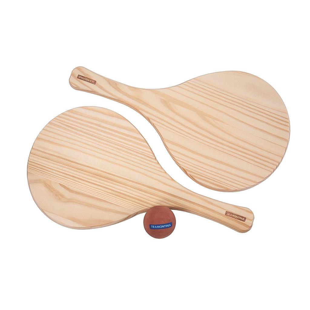 JUEGO DE PALETAS DE MADERA CON PELOTA Y BOLSA