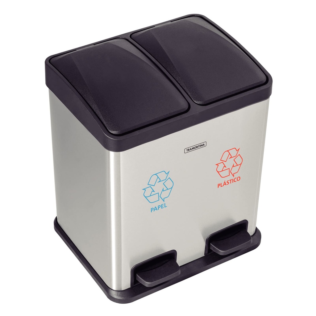 - BASURERO CON PEDAL RECTANGULAR DOBLE 2 X 15 LITROS
