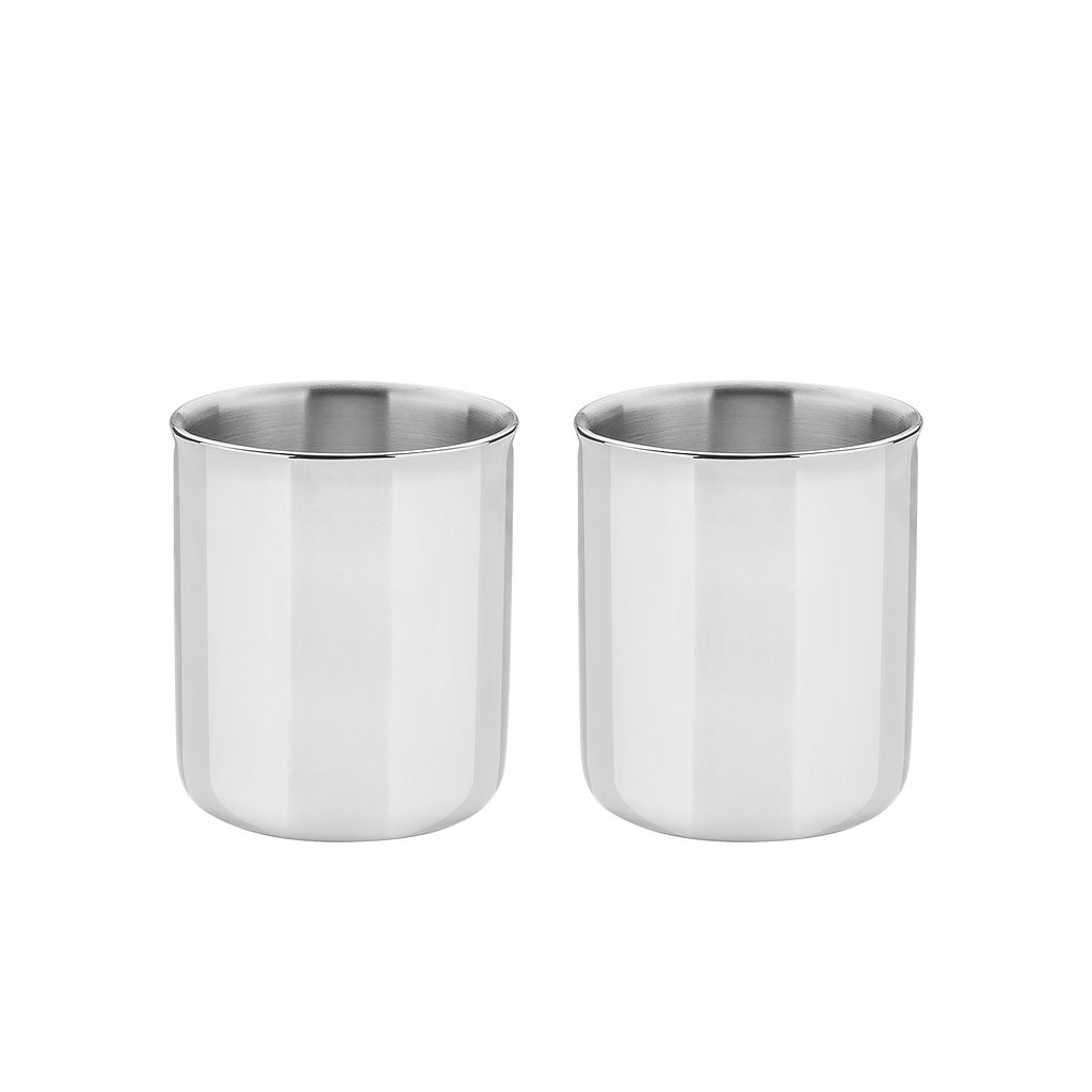 JUEGO DE TAZAS PARA CAFE Y TE EN ACERO INOXIDABLE 2 PIEZAS