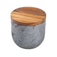 SALERO DE PIEDRA JABON CON TAPA DE MADERA Ø11,5 CM. CONCRETA