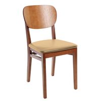 SILLA DE MADERA LISBOA ALMENDRA CON TAPIZ BEIGE