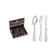 JUEGO DE CUBIERTOS EN ACERO INOXIDABLE CON CAJA DE MADERA DE LUJO 42 PIEZAS FIRENZE