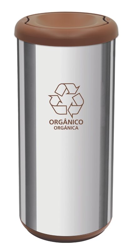 BASURERO CAPSULA SELECTA PLUS 40 L, TAPA DE VAIVEN CAFE, EN ACERO INOX.