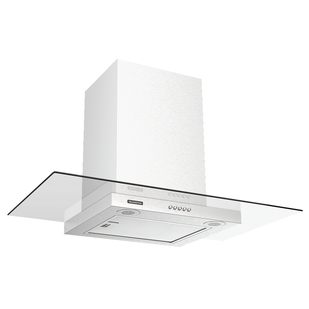 - CAMPANA DE PARED BASIC 90, STANDARD, EN ACERO INOX. CON VIDRIO, 90 CM