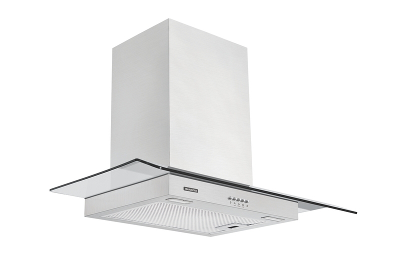 - CAMPANA DE PARED NEW VETRO FLEX 75, PERFECTA, EN ACERO INOX. CON VIDRIO, 75 CM