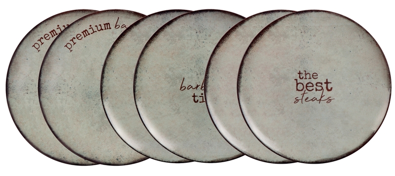 JUEGO DE PLATOS RASOS DE PORCELANA Ø28 CM. 6 PIEZAS CHURRASCO RUSTIC