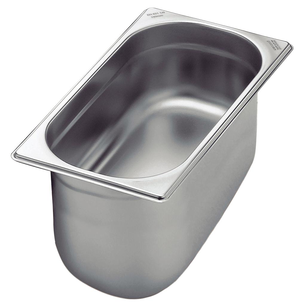 CUBA GASTRONOMICA 1/3 SIN ASAS EN ACERO INOXIDABLE - PROFUNDIDAD 200 MM