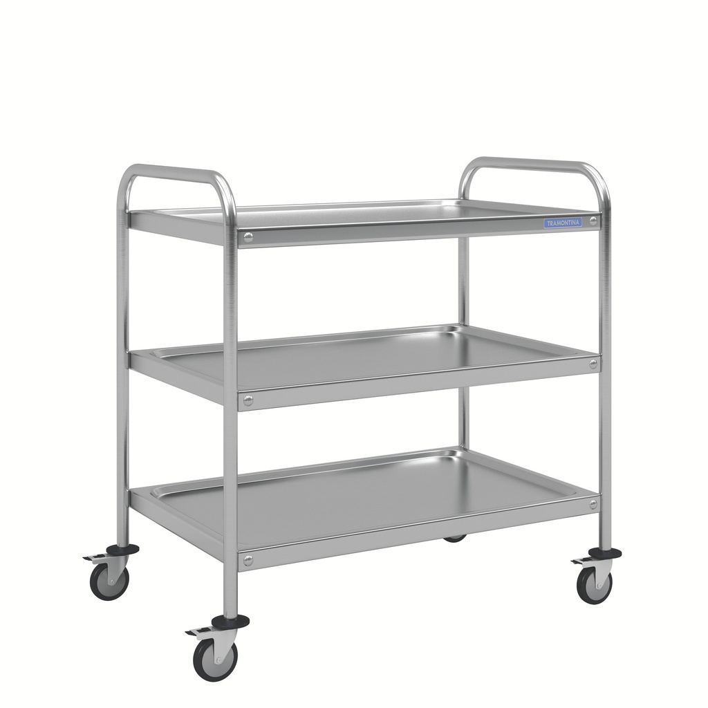 CARRO AUXILIAR DE ACERO INOXIDABLE CON 3 SUPERFICIES, 830X530MM