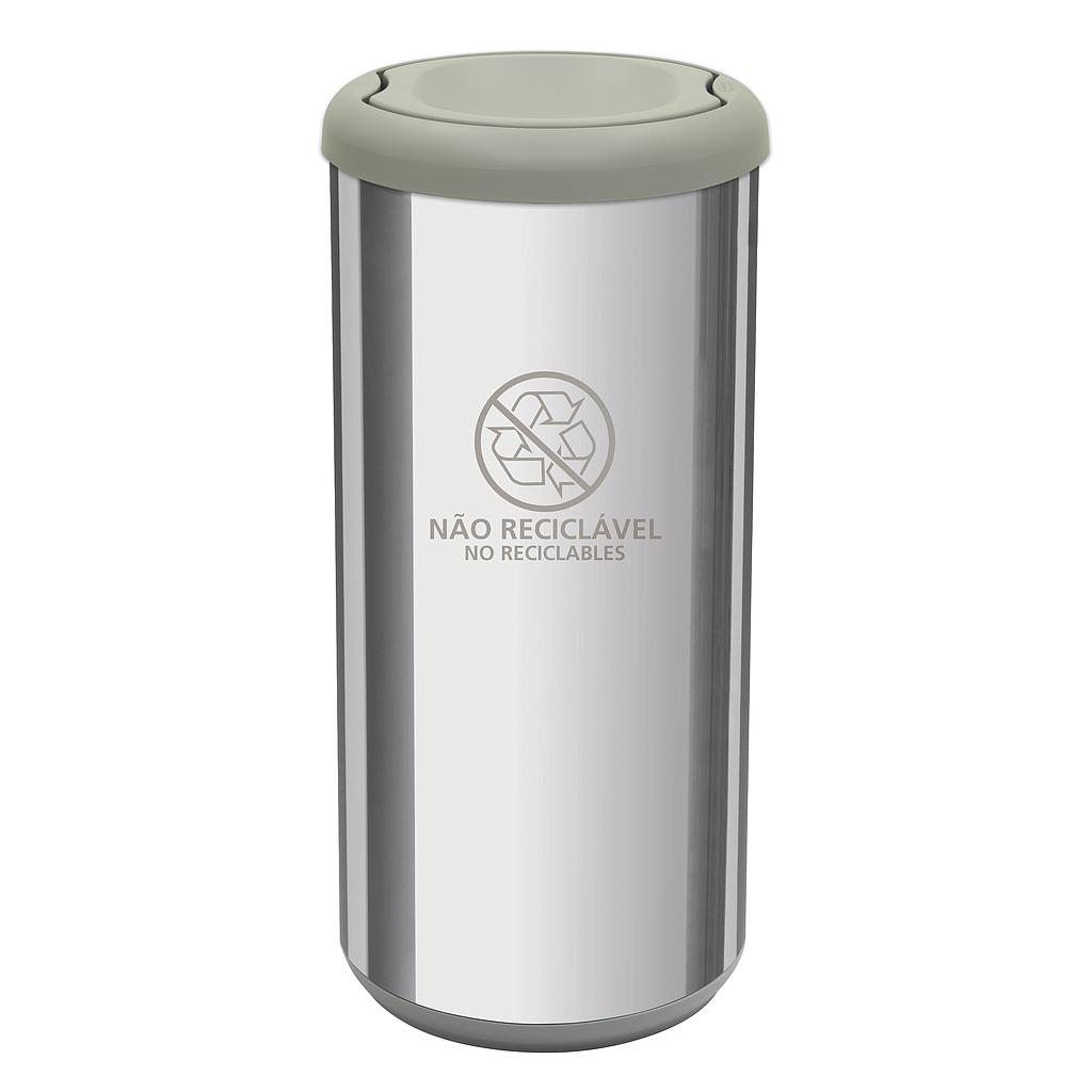 BASURERO CAPSULA SELECTA PLUS 40 L, TAPA DE VAIVEN GRIS, EN ACERO INOX.