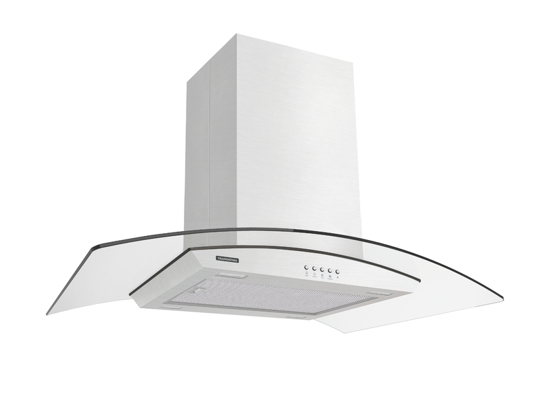 - CAMPANA NEW VETRO ISLA 90, PERFECTA, EN ACERO INOX. CON VIDRIO, 90 CM.