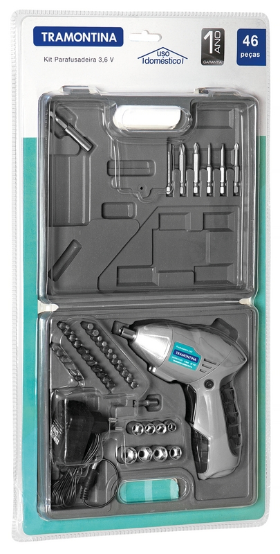 ATORNILLADOR 1/4" A BATERIA NI-CD 3.6 V, CON MALETIN Y 46 PIEZAS