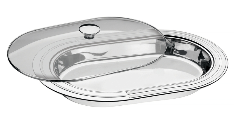 - FUENTE OVALADA HONDA EN ACERO INOXIDABLE CON TAPA DE VIDRIO TEMPLADO CICLO