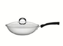 SARTEN WOK EN ACERO INOXIDABLE CON TAPA DE VIDRIO Ø28 CM. 3,3L. SOLAR SILICONE