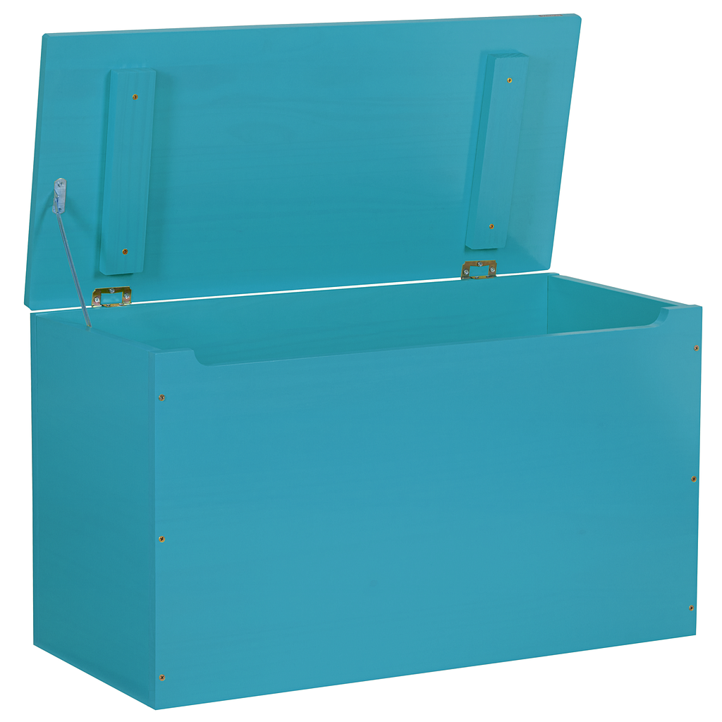 BAÚL MULTIUSO EN MADERA MACIZA CON ACABADO AZUL 74X34X42 CM.