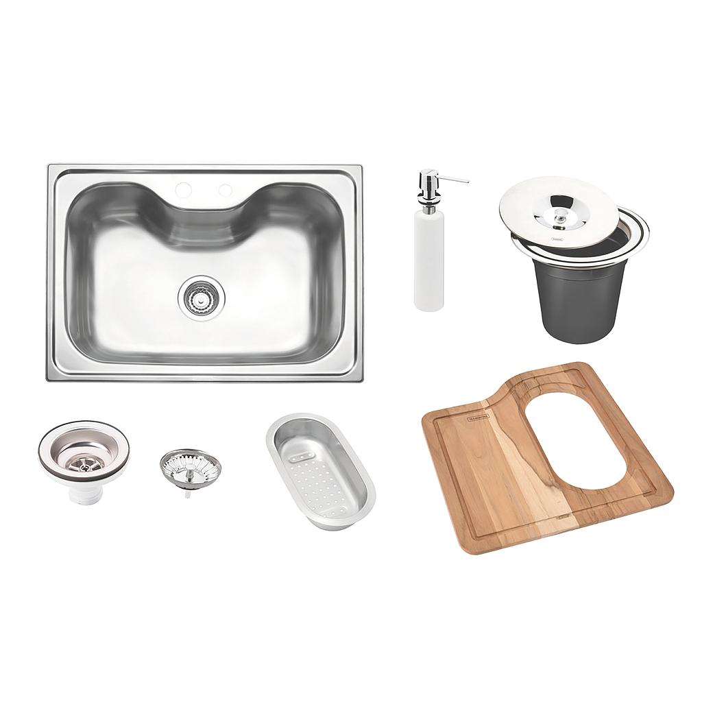 - LAVAPLATOS MORGANA 60 FX, PRIME, DE SOBREPONER, EN ACERO INOX., 69X49 CM, CON ACCESORIOS