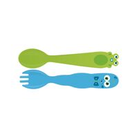 JUEGO DE CUBIERTOS INFANTILES CELESTE 2 PIEZAS MONSTERBABY