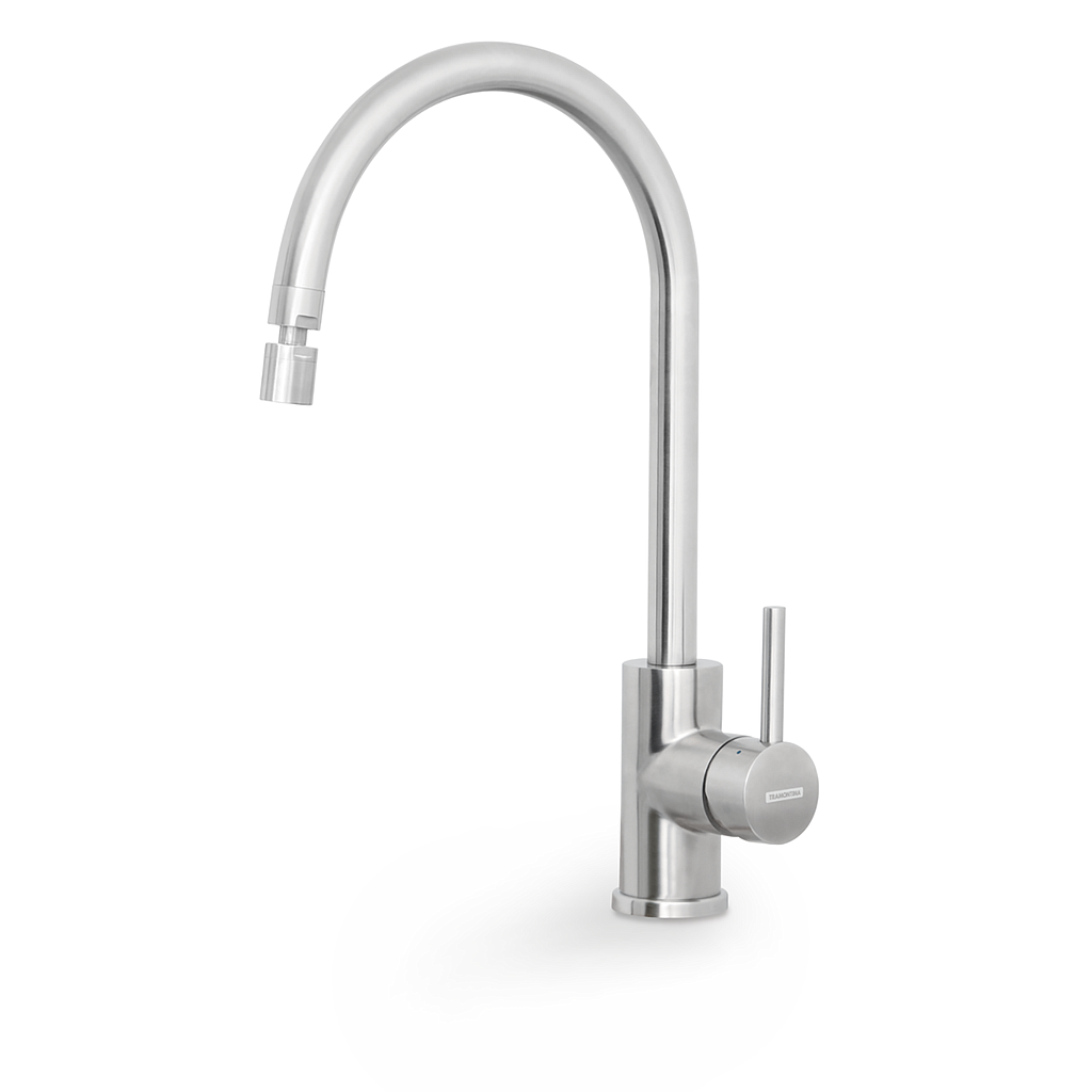 - MEZCLADOR MONOCOMANDO ARKO, CON PICO ARTICULADO EN ACERO INOX.