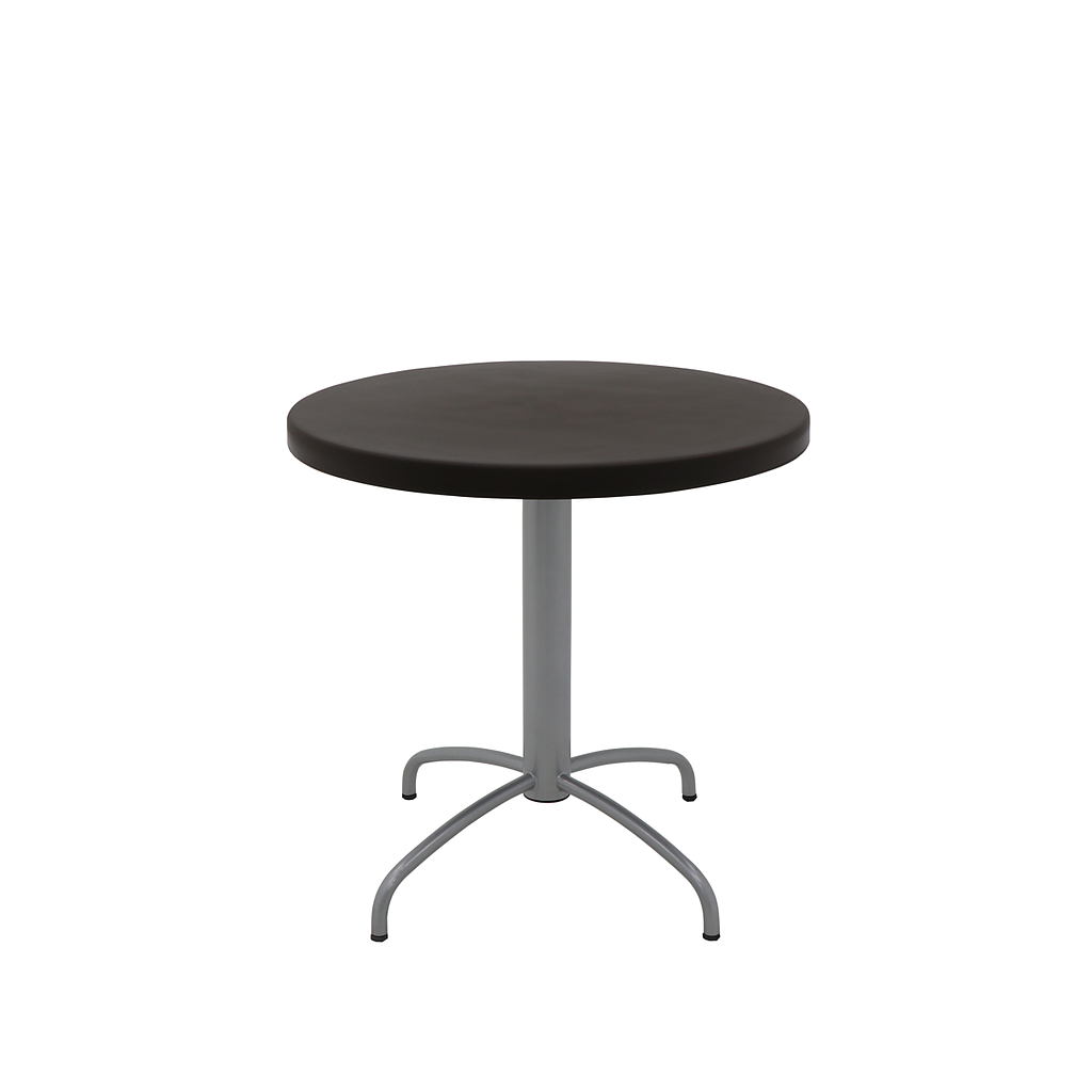 MESA CON TAPA MARRON Ø 79 CM. Y BASE EN ACERO INOXIDABLE GAMA