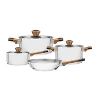 JUEGO DE OLLAS EN ACERO INOXIDABLE FONDO TRIPLE 4 PIEZAS BRAVA