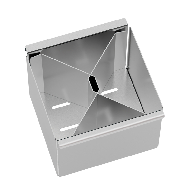 PORTA CUBIERTOS EN ACERO, FLUSH, INOX 15 CM. PARA CANALES HUMEDOS