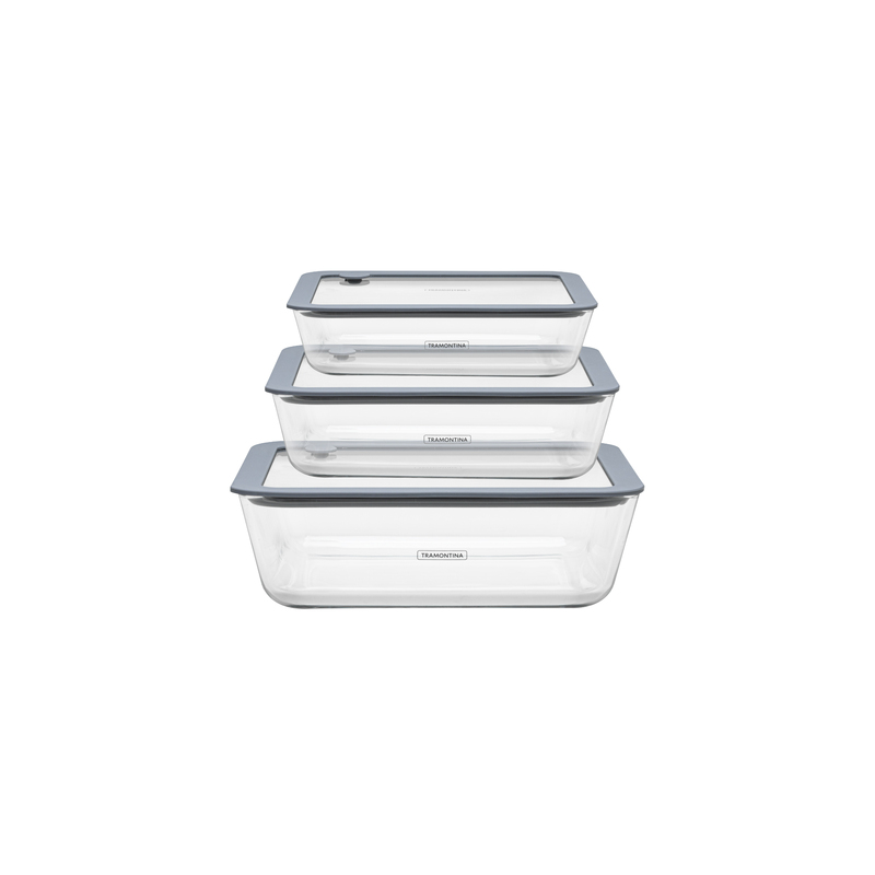 JUEGO DE 3 CONTENEDORES DE VIDRIO CON TAPA CUCINA