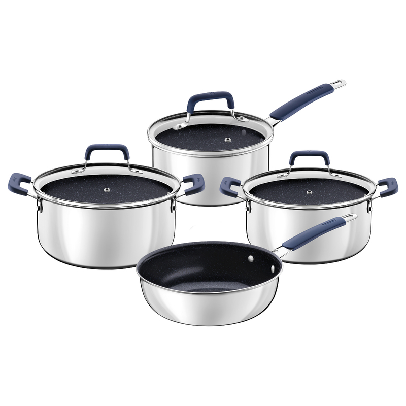 JUEGO DE OLLAS EN ACERO INOX REVESTIMIENTO CERAMICO 4 PIEZAS ROMAGNA