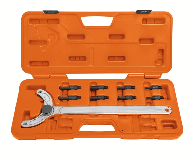 HERRAMIENTA AUTO AJUSTABLE PARA TRABAR POLEAS DE DISTRIBUCIÓN DE VÁLVULAS