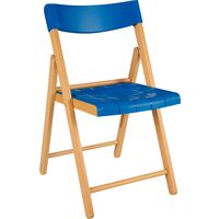SILLA POTENZA DE MADERA TAUARI BARNIZADA Y PLASTICO AZUL