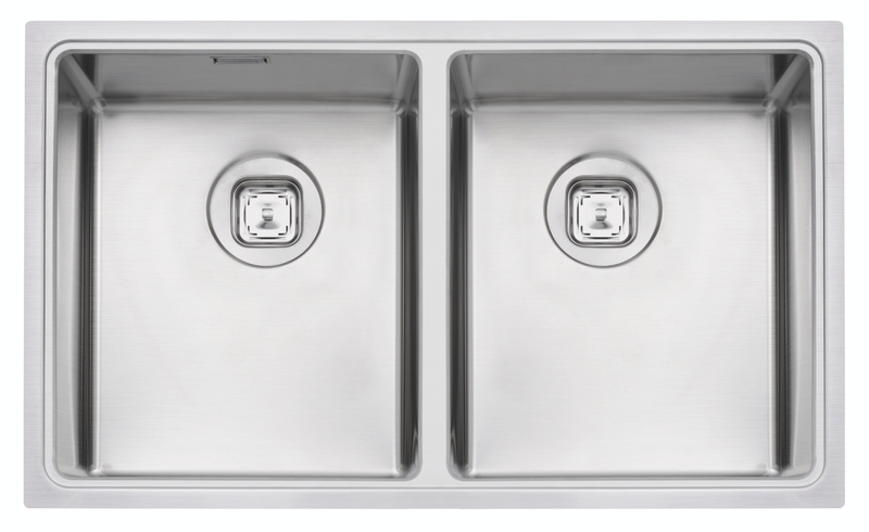 LAVAPLATOS DOBLE QUADRUM 2C 34, DESIGN COLLECTION, EN ACERO INOX., 77X46 CM