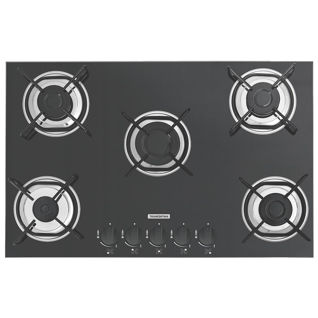 PLACA DE COCCION BRASIL 5GG, STANDARD, EN VIDRIO TEMPLADO NEGRO, 70X45 CM