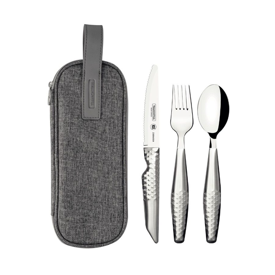 JUEGO DE CUBIERTOS DE ASISTENCIA FOR ALL EN ACERO INOX CON ESTUCHE 4 PIEZAS