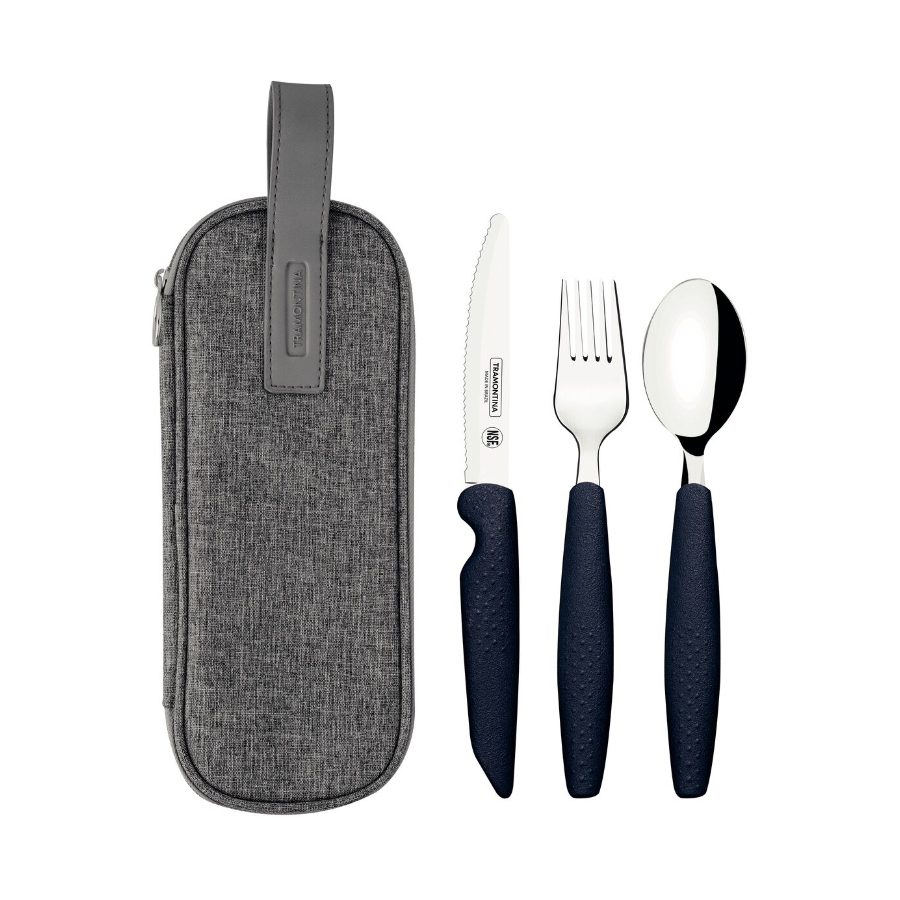 JUEGO DE CUBIERTOS DE ASISTENCIA FOR ALL CON LAMINAS DE ACERO INOX Y MANGO DE POLIPROPILENO CON ESTUCHE 4 PIEZAS