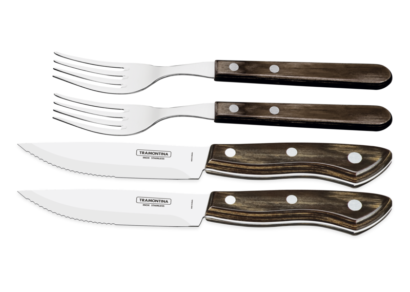 JUEGO DE CUBIERTOS PARA CHURRASCO 4 PIEZAS POLYWOOD