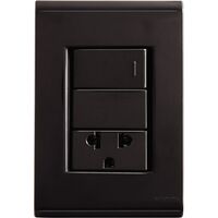 INTERRUPTOR UNIPOLAR+TOMA 2P+T LIZ GRAFITO