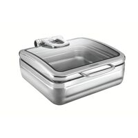 RECHAUD CON BAÑO MARIA EN ACERO INOXIDABLE CON TAPA RETRACTIL Y CUBETA 2/3 Y 5,5 L.