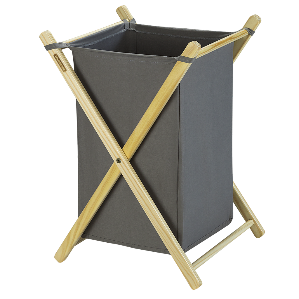 CESTO MULTIUSO 42 L. DE ALGODÓN GRIS Y ESTRUCTURA DE MADERA MACIZA