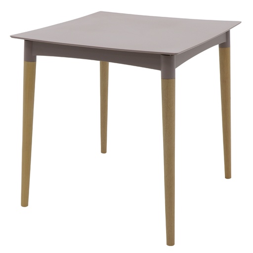[92353210] MESA DIANA EN POLIPROPILENO TAUPE CON PATAS DE MADERA