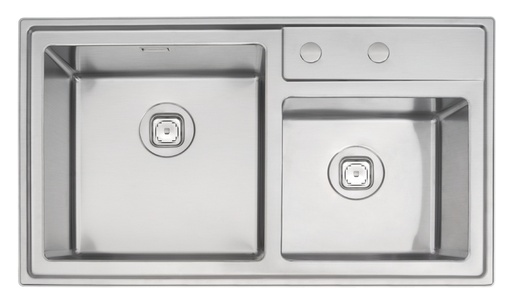 [93917103] - LAVAPLATOS QUADRUM 2C 40, DESIGN COLLECTION, DE EMPOTRAR, EN ACERO INOX. 86X50 CM