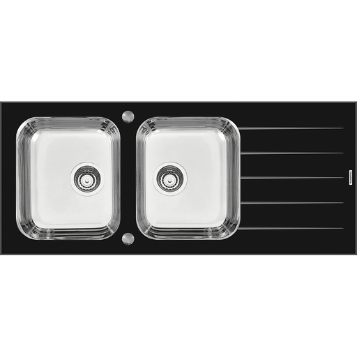 [93953103] - LAVAPLATOS VITRA 2C 34 R, PRIME, DE EMPOTRAR, EN VIDRIO TEMPLADO NEGRO, 116X50 CM, CON ACCESORIOS