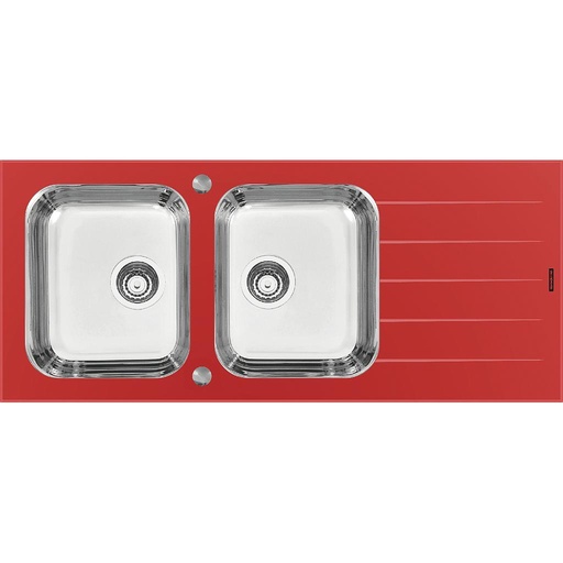 [93953283] - LAVAPLATOS VITRA 2C 34 R, PRIME, DE EMPOTRAR, EN VIDRIO TEMPLADO ROJO, 116X50 CM, CON ACCESORIOS